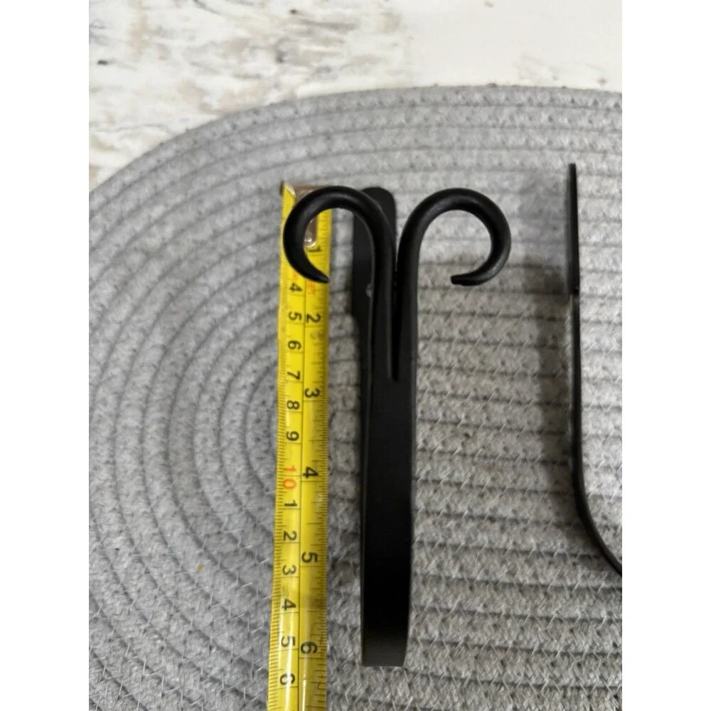 Wrought Iron Curtain Tie Back Holdback Hook - Black - DoubSwirl Design Set Of 2